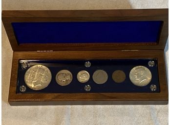 1922 Peace Dollar, 1939 Quarter, 1964 Roosevelt Dime, 1903 Indian Head Penny, And 1964 Kennedy Half Dollar