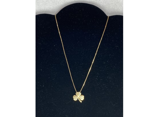 14K Gold Chain And Shamrock, 6.9 Grams Weight