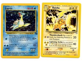 2 Pokemon Cards- Raichu & Lapras