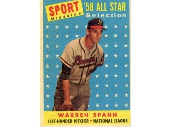 1958 Topps Sport Magazine Warren Spahn '58 All Star Collection #494