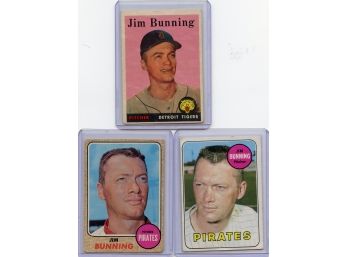 3 Jim Bunning Baseball Cards