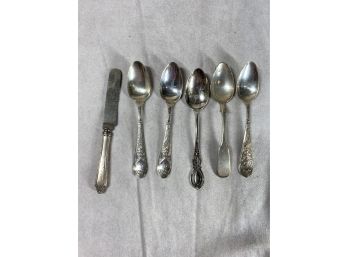 5 Silver Spoons & Knife