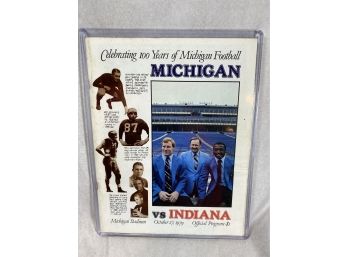 Celebrating 100 Years Of Michigan Football Michigan Vs. Indiana October 27, 1979