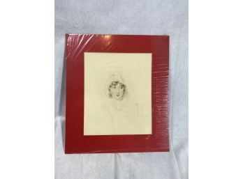 Sketching Of A Woman In A Red Frame