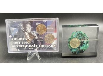 Uncirculated 2007-P & 2007-D Kennedy Half Dollar  Plus 1964 Kennedy Dollar- Encased