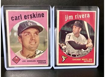1959 Topps Carl Erskine #217 & Jim Rivera #213