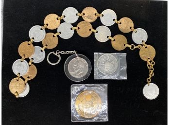 74 Silver Eisenhower One Dollar Coin, 5 Francis Coin Necklace, And A Few Other Coins