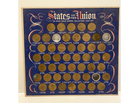 50 States Of The Union Bronze Collectors Coin Medal Set 1969 By Shell Oil Co
