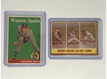 1958 Topps Warren Spahn #270 Braves & 1962 Topps Warren Spahn #312