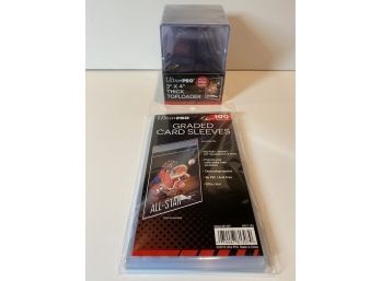 Ultra Pro 3'4 Thick Toploaders Holds 100 Pt Cards  Plus Ultra Pro Graded Card Sleeves- New/sealed