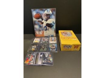 Sealed 1990 NFL Pro Set Series 2 Card Sets, Signed Lions Rodney Peete Photo, And Various NFL Cards
