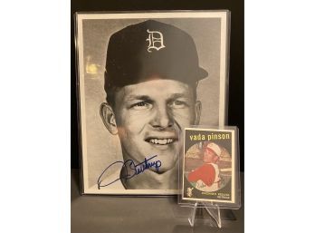 1959 Topps Vada Pinson #448 Plus Jim Northrup Signed Photograph, Detroit TIgers