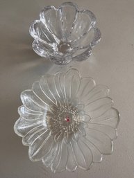 Two Floral Crystal Bowls