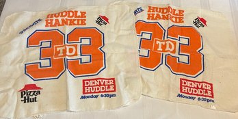 Vintage Denver Broncos Elway Era Huddle Hankie 9 Sports Pizza Hut Denver Huddle