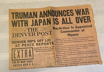 The Denver Post 1945 War With Japan Is Over