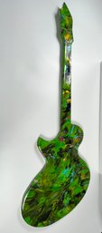 Hand Painted Green Guitar- Art Piece