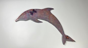 Hand Painted 2D Dolphin Sculpture With Butterfly