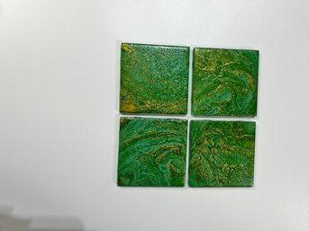 Tile Coasters-Green & Gold