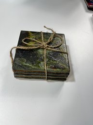 Tile Coasters-Green Tied