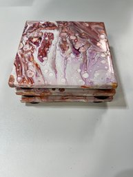 Tile Coasters-Pink & White