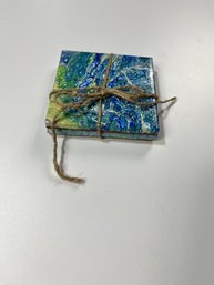 Tile Coasters-Blue Multicolored Tied