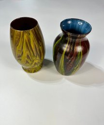 Set Of 2 Hand Painted Vases
