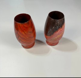 Set Of 2 Hand Painted Vases