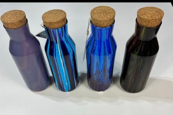 Set Of 4 Unique Hand Painted Bottles