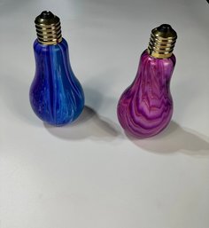 Set Of 2 Unique Painted Decorative Light Bulbs
