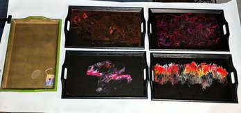 Set Of 5 Painted Trays