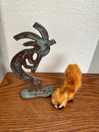 Kokopelly Fertility God Metal Works Bronze Statue-Furry Squirrel