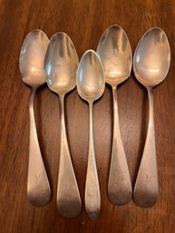 Set Of 5 Sterling Silver Spoons