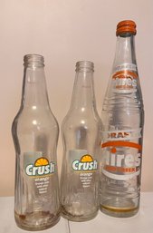 Pair Of Vintage Crush Bottles, Vintage Hires Root Beer12 Fl Oz Bottle