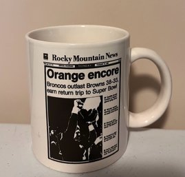 Denver Broncos Rocky Mountain News Superbowl Mug