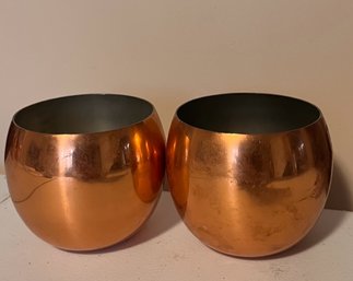 Pair Of Copper Cups And Mini Copper Cauldron By Copper Craft Guild