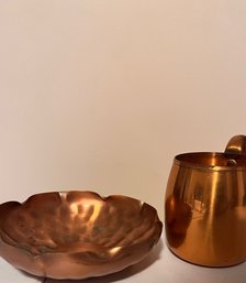 Set Of 2 Copper Pieces Mug And Dish