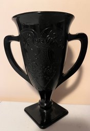 Vintage Black Milk Glass Vase With Dancing Women Nymphs