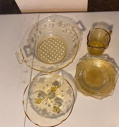 Lot Of Assorted Yellow Depression Glass