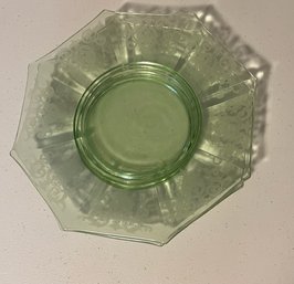 Pair Of Green Depression Glass Plates