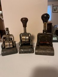 Lot Of 3 Cast Iron Numbering Machines