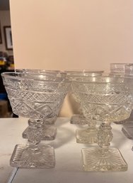 Set Of Cut Crystals Wine Glasses