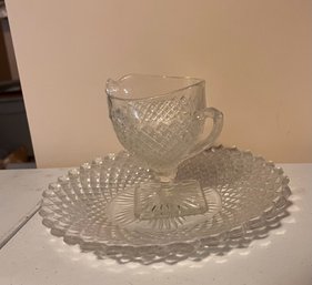 Indiana Diamond Point Crystal Plate And Cup