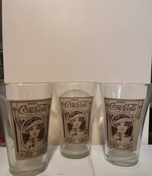 3 Vintage Coca Cola Glasses