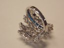 Sterling Silver Blue & Clear Stone/Crystal Ring - Size 9