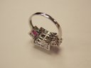 Sterling Silver Pink & Clear Stone/Crystal Ring - Size 10.5