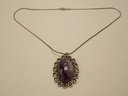Signed Amethyst & Sterling Silver Necklace