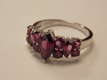 Sterling Silver Purple Stone Ring - Size 8.5