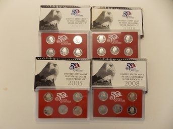 4x SILVER Quarter US Mint Sets - Years 2007 & 2008