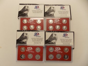 4x SILVER Quarter US Mint Sets - Years 2005 & 2008 (LOT #2)
