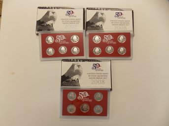 3x SILVER Quarter US Mint Sets - All 2008